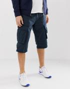 Esprit Long Relaxed Fit Cargo Short In Navy