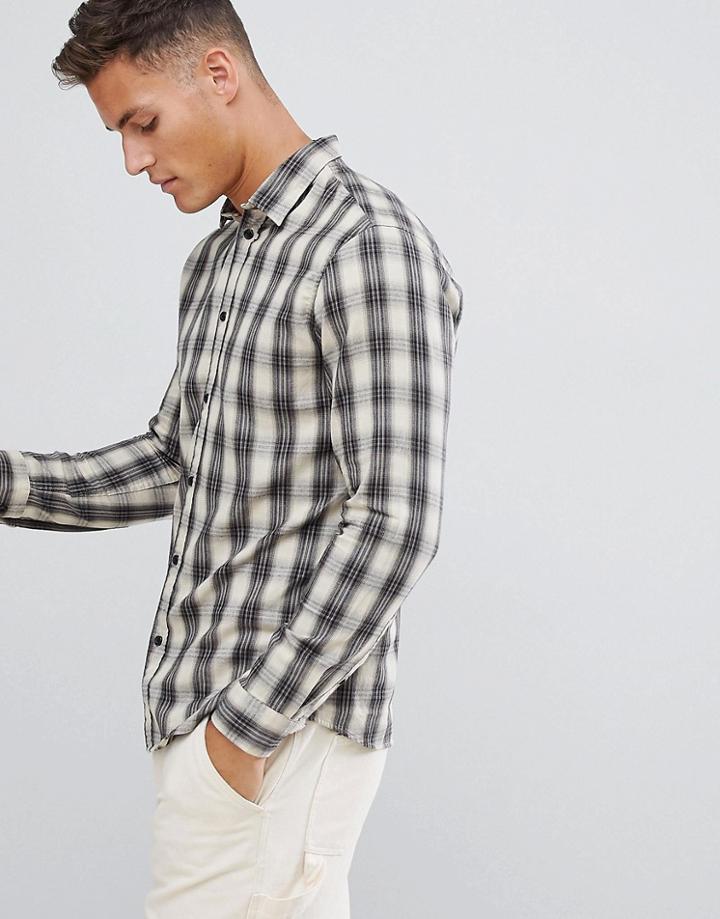 Selected Homme Shirt In Slim Fit Check Cotton-beige