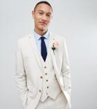 Farah Skinny Wedding Suit Jacket In Linen Exclusive - Stone