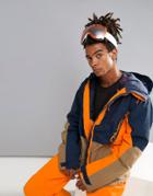 O'neill Suburbs Ski Jacket All Over Print In Navy/orange - Navy