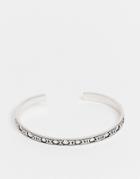 Asos Design Bangle With Roman Numerals In Burnished Silver Tone