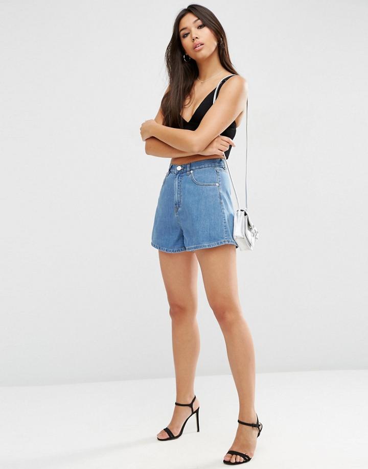 Asos Denim Short Swing Culottes - Blue