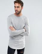 Asos Spacedye Rib Super Longline Muscle Long Sleeve T-shirt With Curve Hem - Gray