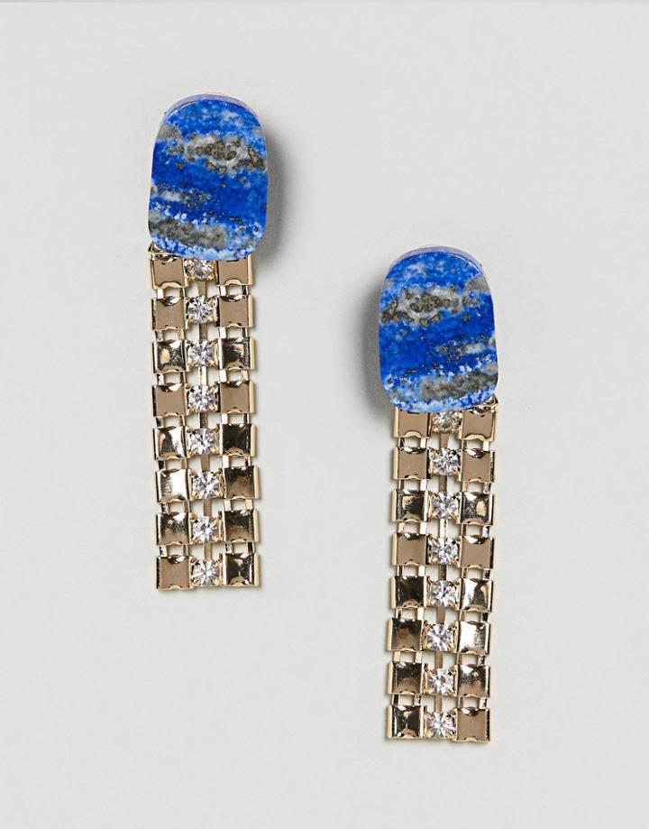 Asos Resin Faux Stone And Metal Link Earrings - Gold
