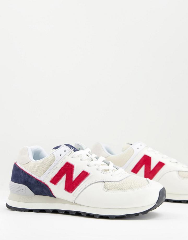 New Balance 574 Sneakers In White Navy And Red