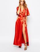Millie Mackintosh Satin Crepe Maxi Dress - Orange