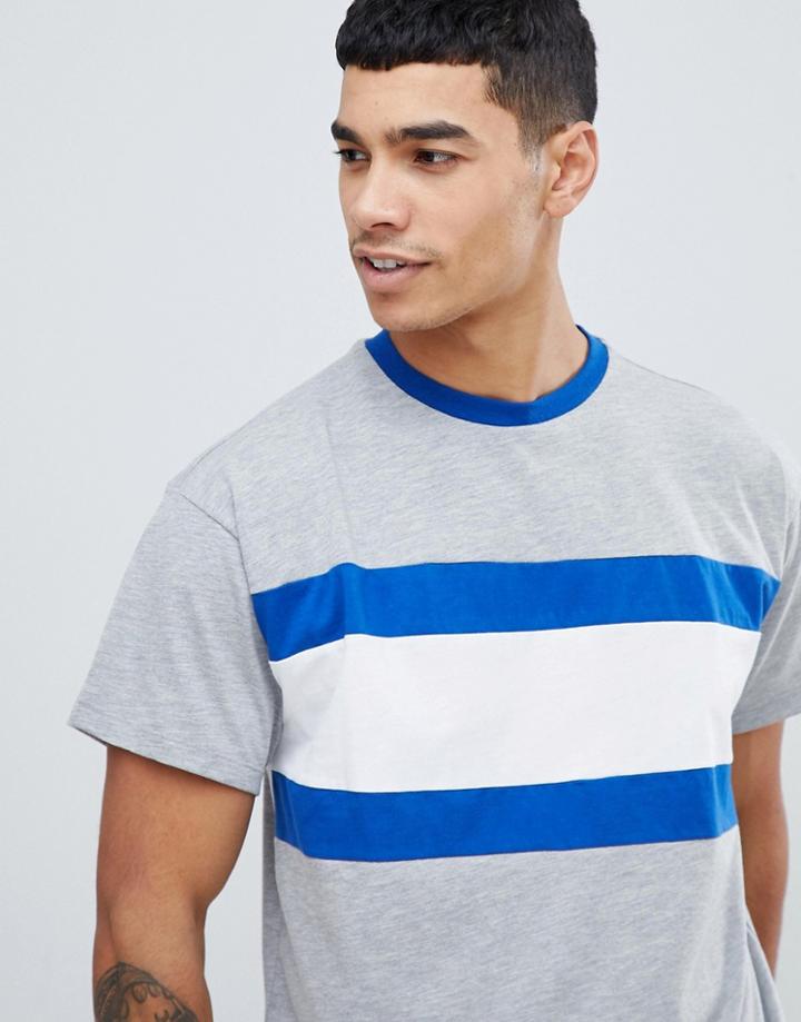 New Look T-shirt With Contrast Neck In Gray - Gray