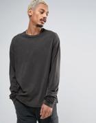 Asos Oversized Long Sleeve T-shirt With Acid Wash And Super Long Sleev