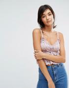Lost Ink Cropped Cami Top In Lace - Purple