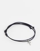 Asos Design Slim 3mm Cord Anklet Pack With Cross Charm In Black