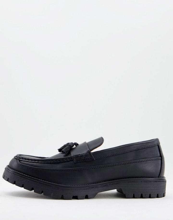 River Island Chunky Sole Loafers In Black