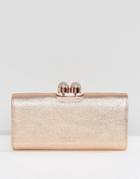 Ted Baker Textured Leather Purse With Crystal Clasp - Gold