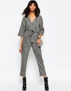 Asos Slouchy Jumpsuit In Texture - Gray
