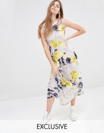 Every Cloud Floral Trellis Print Drop Waist Dress - Multi Print