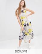 Every Cloud Floral Trellis Print Drop Waist Dress - Multi Print