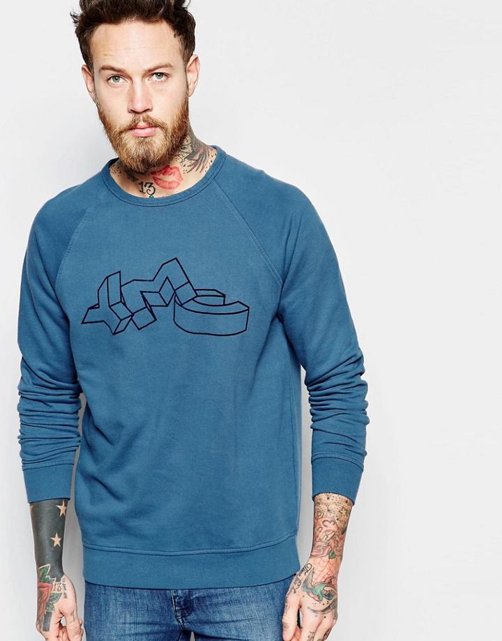 Ymc Sweat With 3d Ymc Logo In Blue - Blue