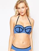 Asos Fuller Bust Mix And Match Contrast Longline Bikini Top Dd-g - Blue