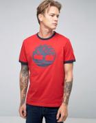 Timberland Logo Ringer T-shirt In Red - Red