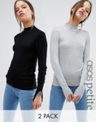 Asos Petite Sweater With Turtleneck In Soft Yarn 2 Pack - Multi