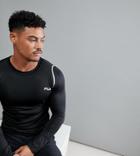 Fila Vintage Sport Long Sleeve Compression T-shirt In Black - Black
