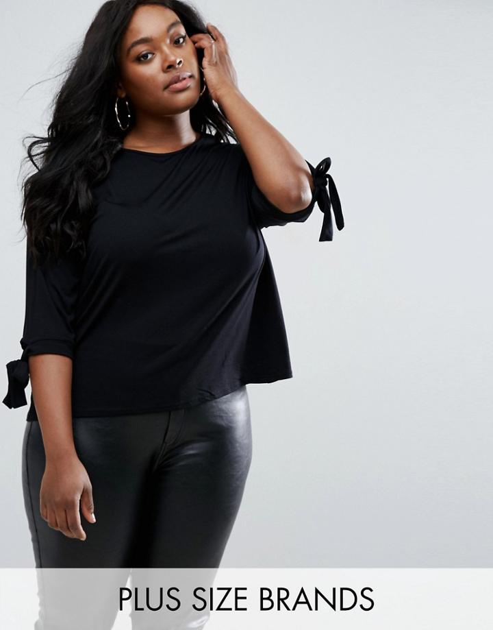 Missguided Plus Tie Side T-shirt - Black