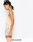 Story Of Lola Drop Armhole Tank With Lace Up Detail - Nude