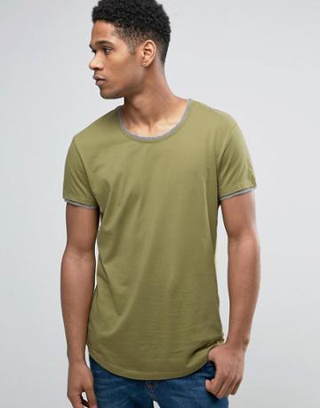 Esprit Longline T-shirt With Double Hem And Curve Bottom - Green