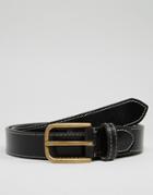 Asos Leather Belt With Stitch Detail - Black