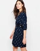 Yumi Belted Dress With 3/4 Sleeve In Cactus Foil Print - Navy