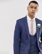 Asos Design Wedding Super Skinny Suit Jacket In Stretch Cotton In Indigo Blue-blues