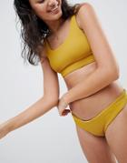 Kulani Kinis Ribbed Mustard Cheeky Bikini Bottom - Yellow