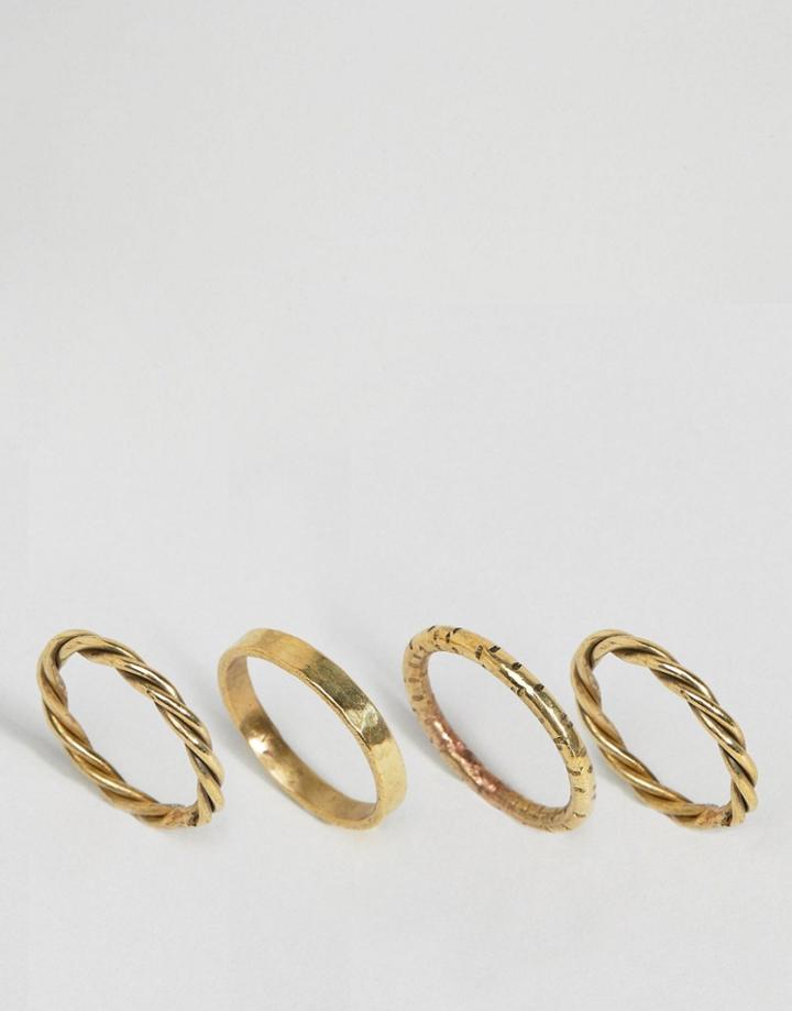 Made Gold Twisted Stacking Ring Set - Gold