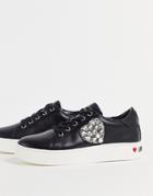 Love Moschino Embellished Heart Sneakers In Black