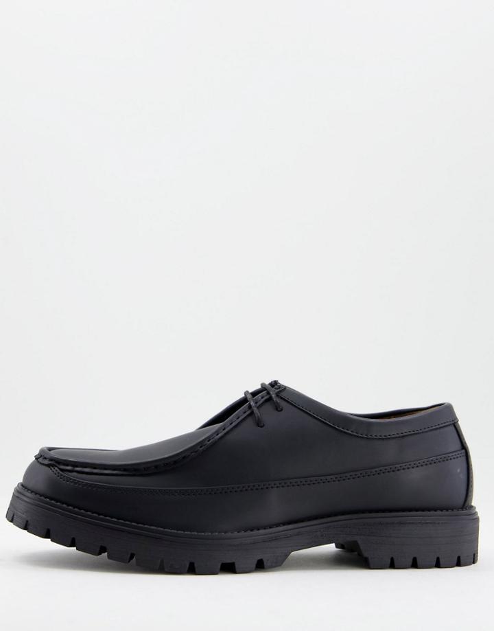 River Island Chunky Sole Lace Up Shoes In Black