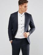 Jack & Jones Premium Skinny Suit Jacket In Brushed Check - Navy