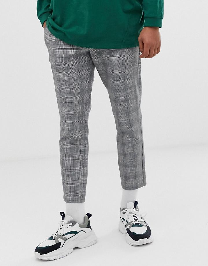Mennace Casual Pants In Check-gray