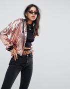 Asos Cropped Metallic Anorak - Pink