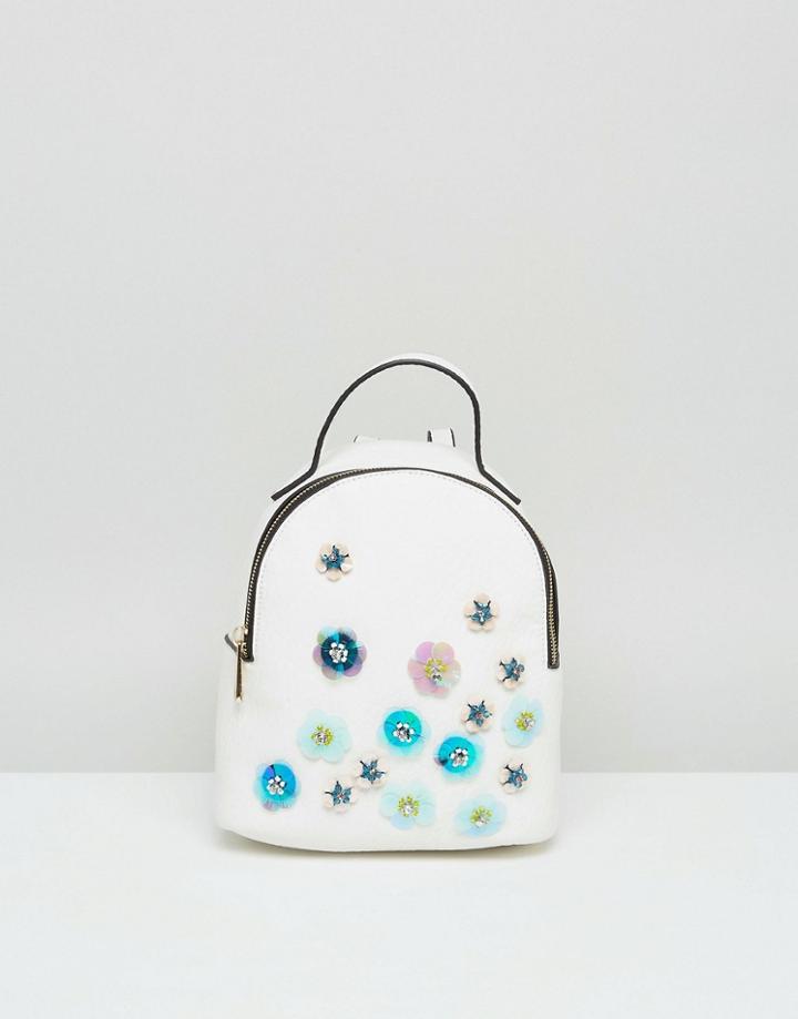 Asos Mini Embellished Backpack - White