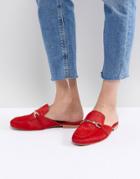 Asos Design Movie Leather Mule Loafers - Red