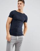 Asos Extreme Muscle Fit T-shirt With Boat Neck - Navy