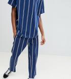 Asos X Unknown London Relaxed Pants In Stripe - Navy