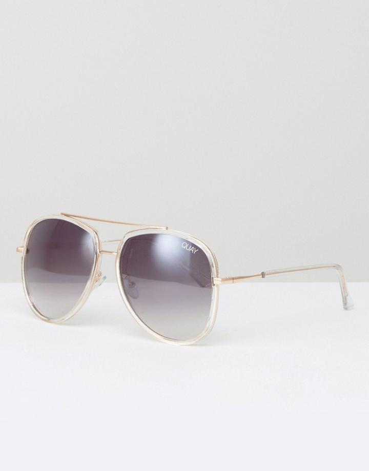Quay Australia Needing Fame Aviator Sunglasses In Clear - Clear
