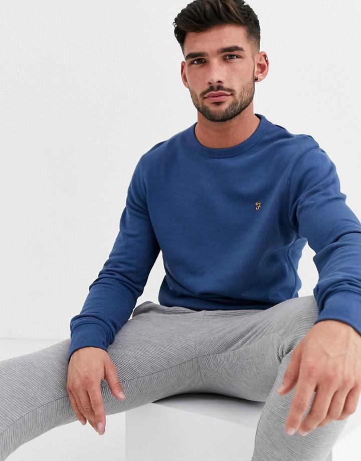 Farah Tim Crew Neck Sweat In Blue