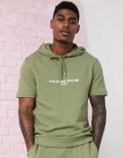 Asos Design Short Sleeve Tracksuit With Hoodie In Green