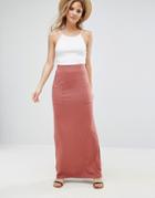 Asos Jersey Maxi Skirt With Pockets - Pink
