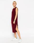 Asos White Sleeveless Zip Dress - Burgundy