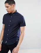 Original Penguin Short Sleeve Slim Fit Oxford Shirt With Button Down Collar In Navy - Navy