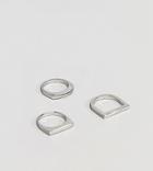 Designb Silver Geo Rings In 3 Pack Exclusive To Asos - Silver
