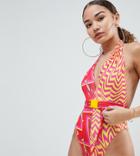Jade Clark X Tara Khorzad Plunge Swimsuit With Belt - Multi