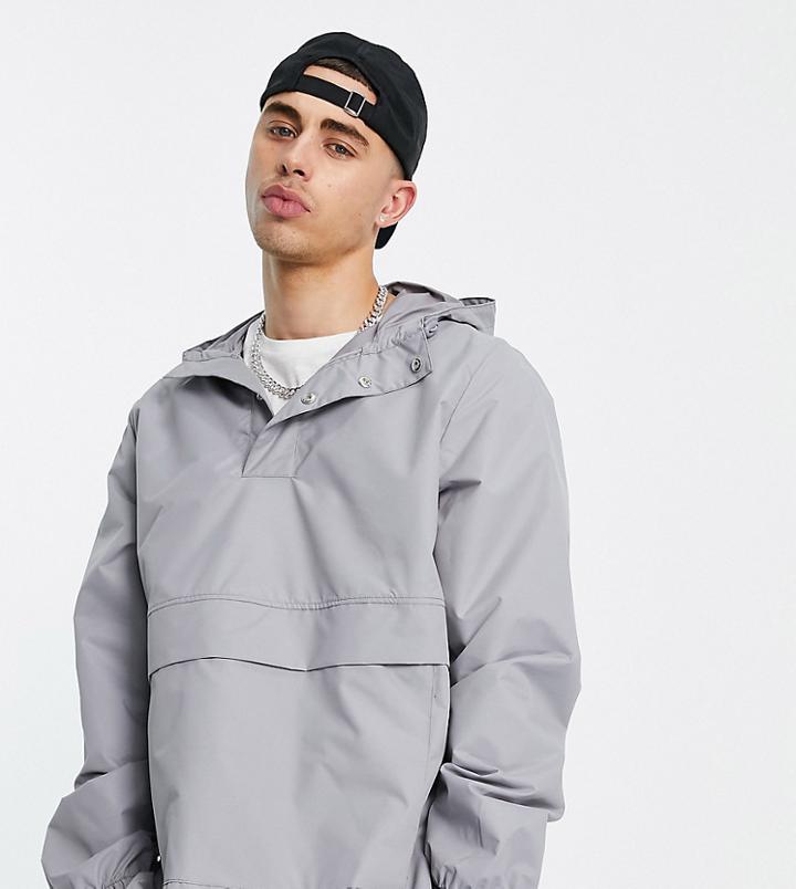 New Look Overhead Jacket With Pouch Pocket In Gray-grey